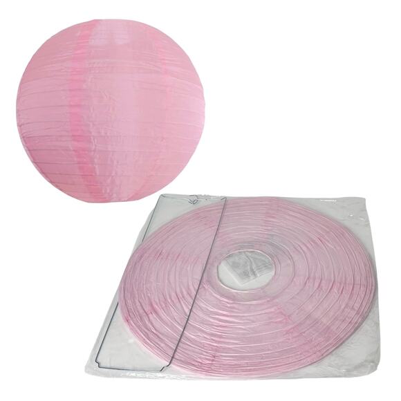 16 Inch Pink Shimmering Nylon Lantern, Even Ribbing, Durable, Hanging Decoration - Picture 1 of 6